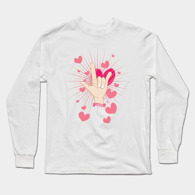 'I Love You ASL Sign' Cool ASL Sign Language Long Sleeve T-Shirt by ourwackyhome